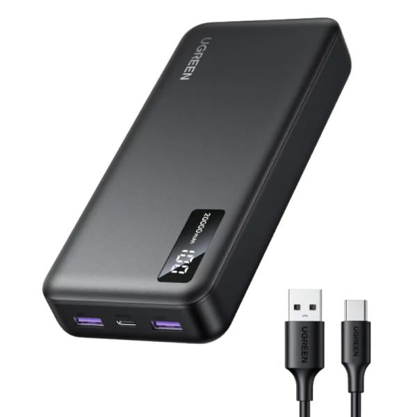Power Bank UGREEN Pb312 20000Mah 22.5W USB-A USB-C Carga Rapida Bidireccional 25683 Negro