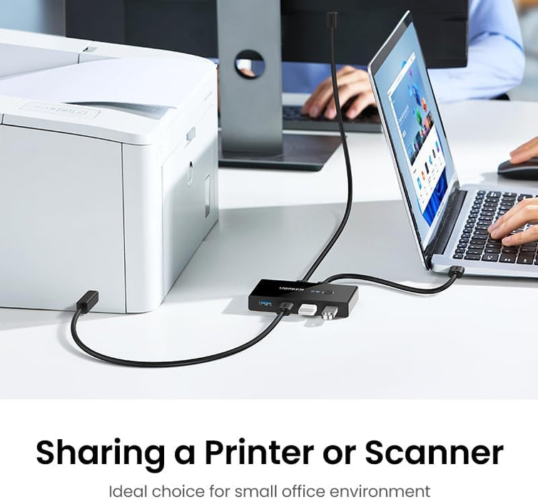 HUB KVM UGREEN US216 DE 2 ENTRADAS Y 4 SALIDAS USB-A