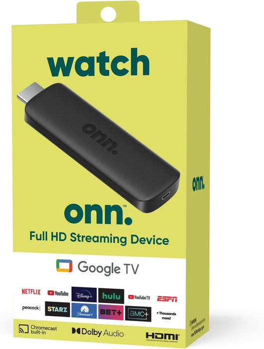 WATCH ONN GOOGLE TV NEGRO STICK DISPOSITIVO STREAMING HD