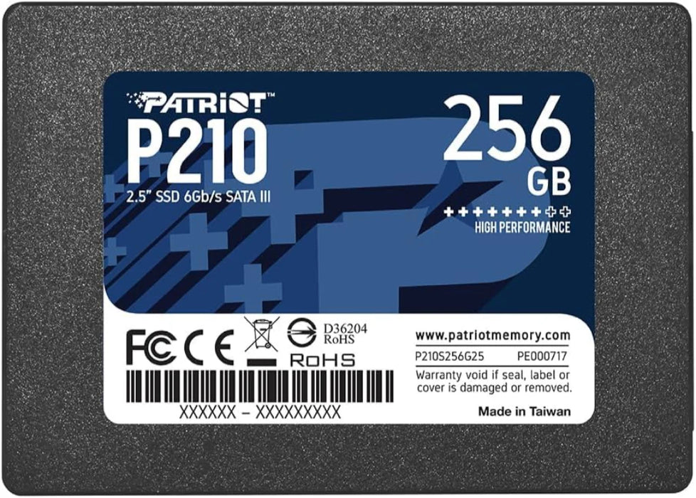 SSD 256GB PATRIOT P210 2.5″ SATA III 500MB/S / 400MB/S P210S256G25