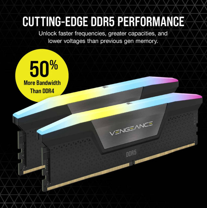 CORSAIR VENGEANCE RGB DDR5 RAM 32 GB (2 x 16 GB) 6000 MHz CL36