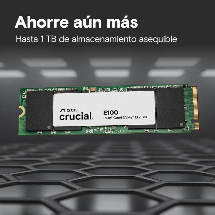SSD interno Crucial E100 480GB PCIe Gen4 NVMe M.2 SSD