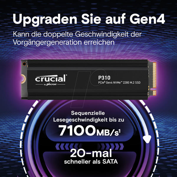 SSD internó Crucial P310 1TB PCIe Gen4 NVMe 2280 M.2 SSD with heatsink