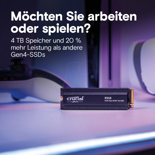 SSD internó Crucial P310 1TB PCIe Gen4 NVMe 2280 M.2 SSD with heatsink